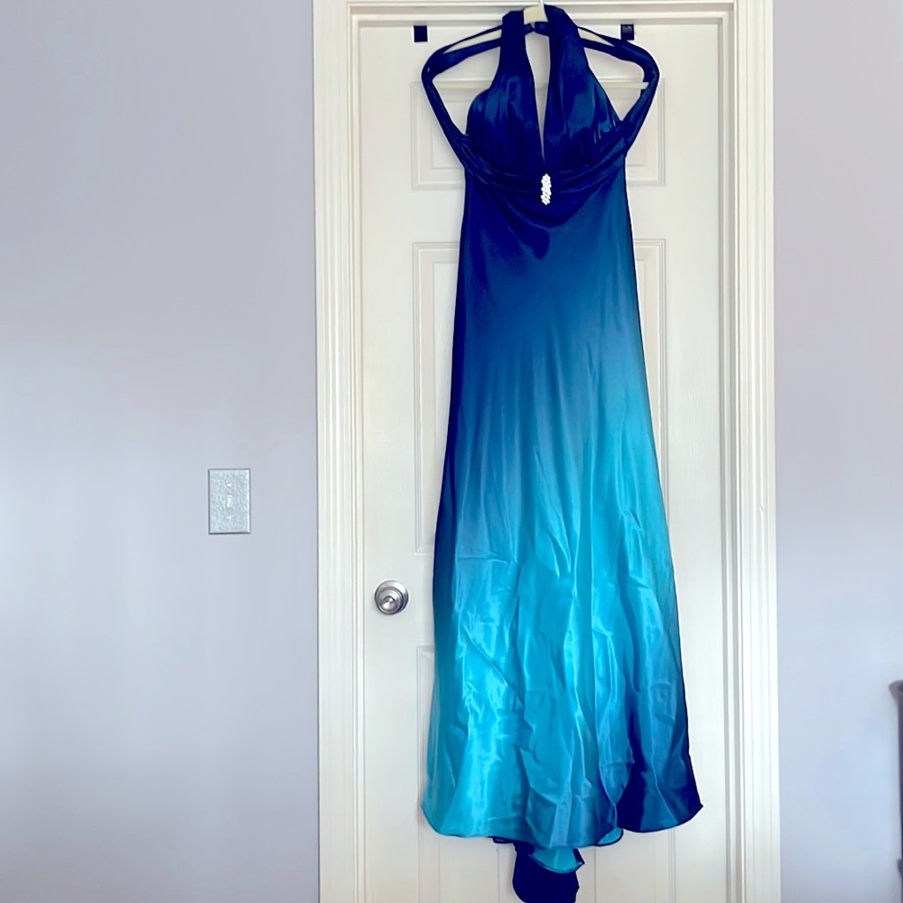 Cache Shades of Blue Prom Dress
